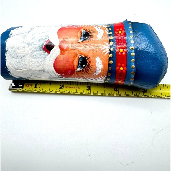 Hand-Painted Wooden Santa Claus Decorative Figure 5.5" Vintage - Picture 2 of 12